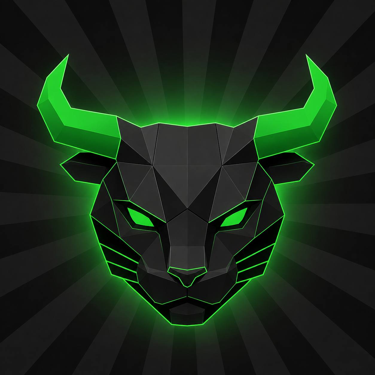 $CATESEM — low-poly black bull-cat with neon green horns