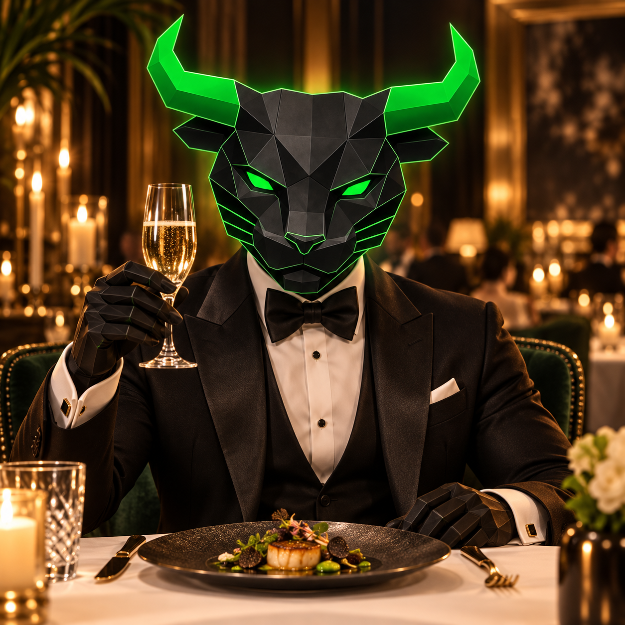 To the candles. All green.